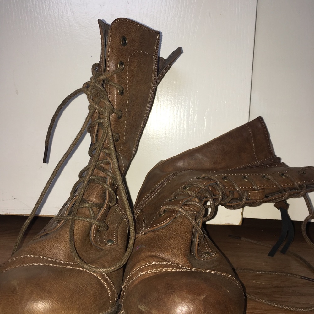 Brown combat boots